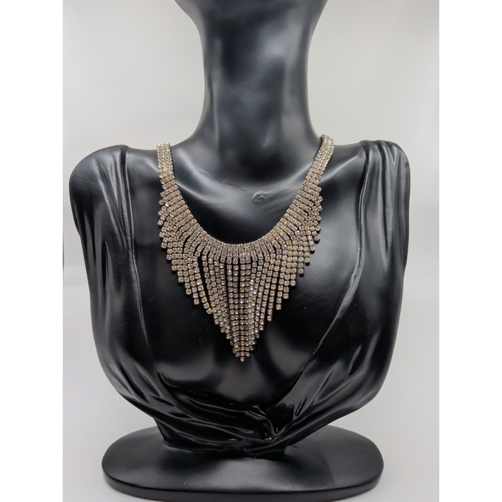 Icing Silver Toned Diamond Drip Necklace